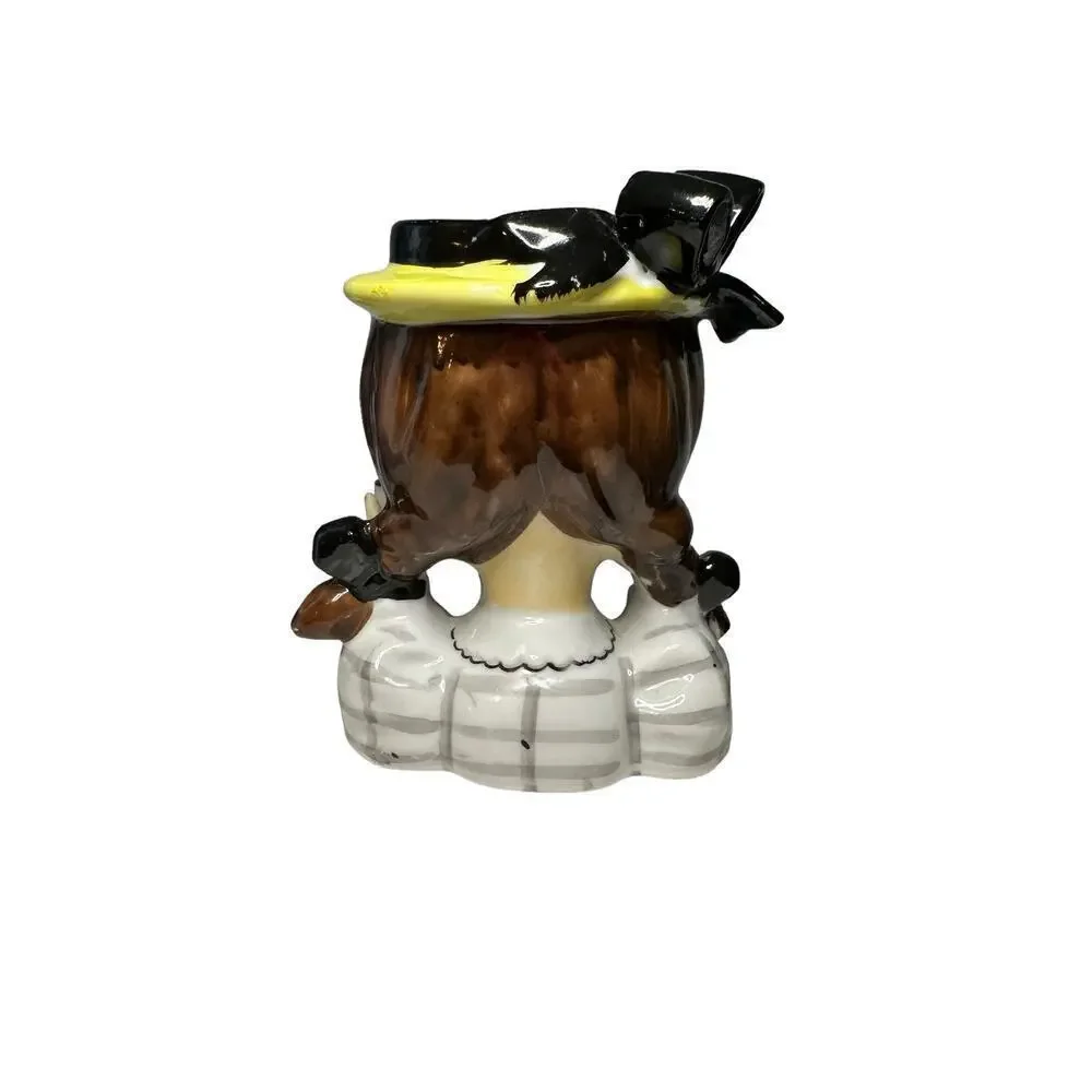 Vintage Napco pigtail umbrella girl ceramic vase - Picture 9 of 13